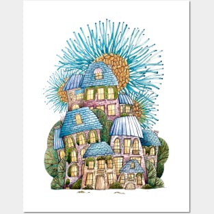 Whimsical Houses Abstract Posters and Art